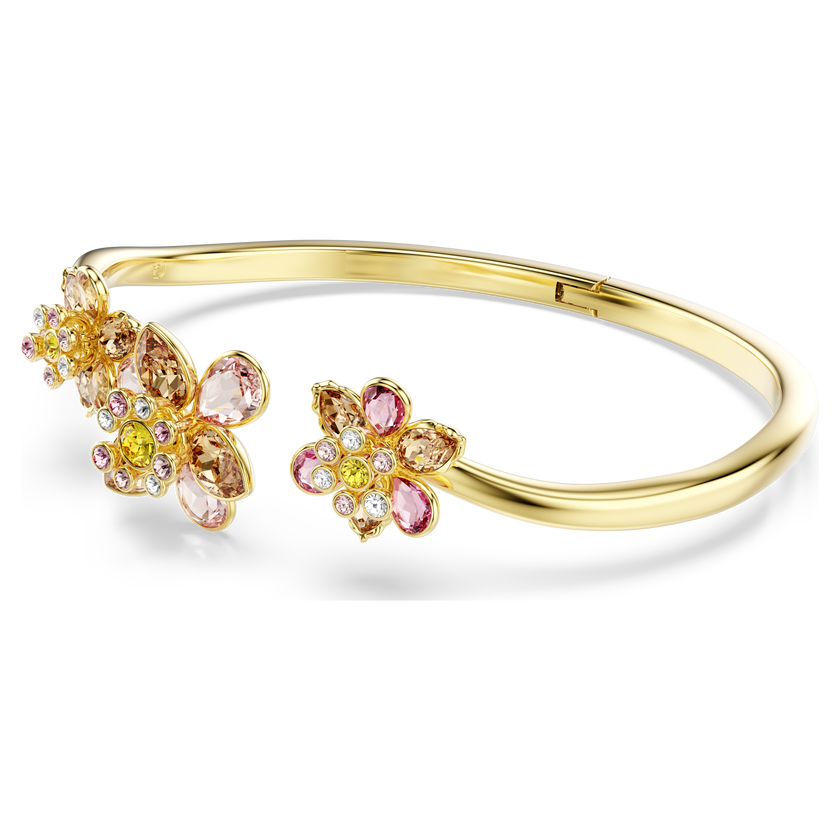 swarovski idyllia bangle  mixed cuts  flower  multicolored  gold tone plated
