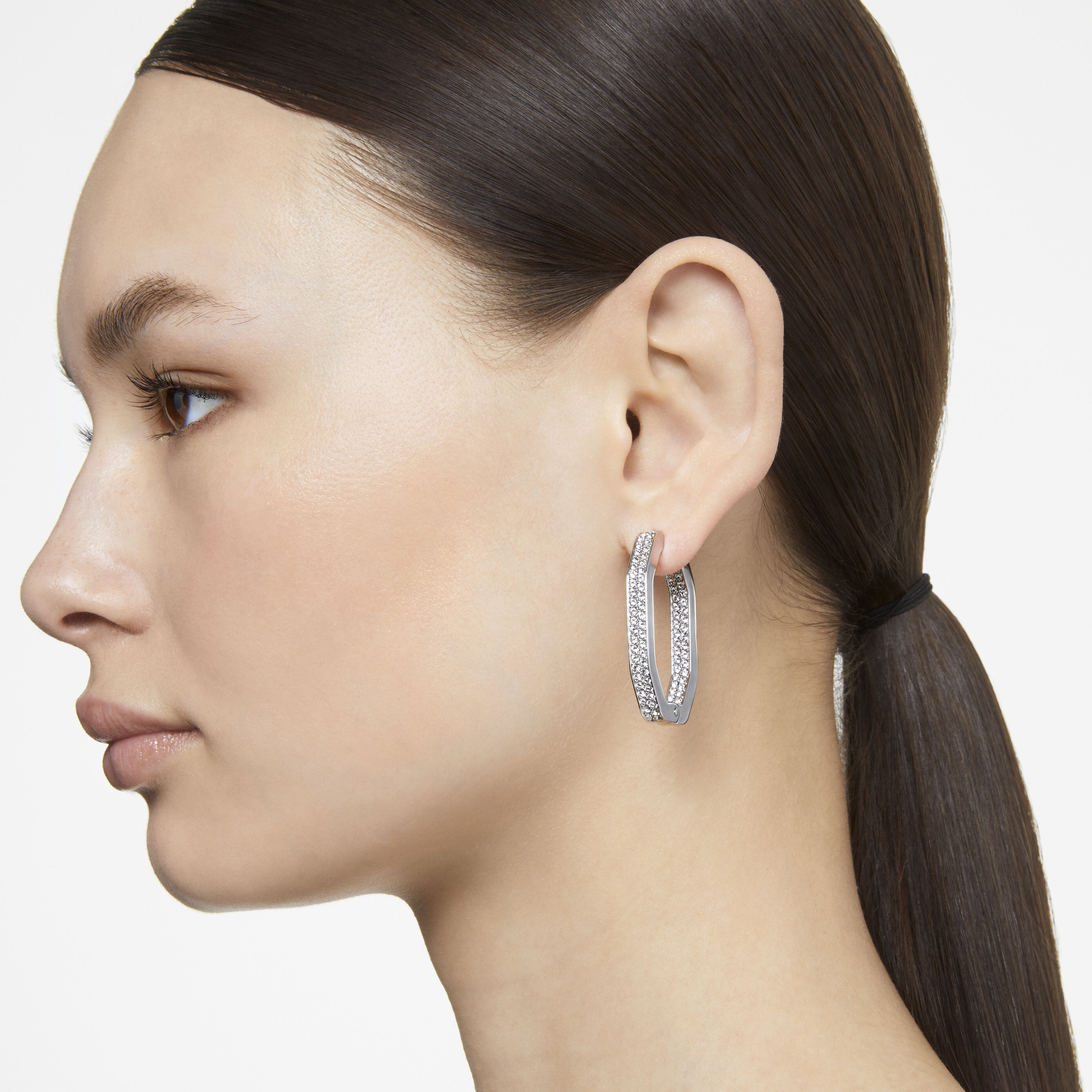 Buy Swarovski Dextera hoop earrings Octagon Pav Large White