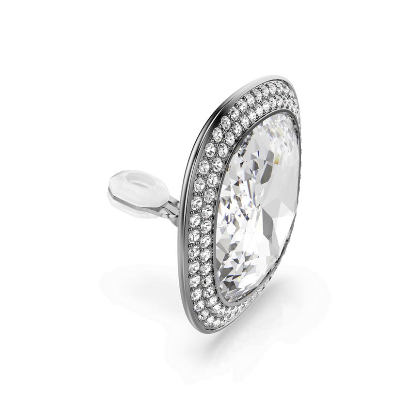 swarovski una angelic clip earrings  cushion cut  white  ruthenium plated