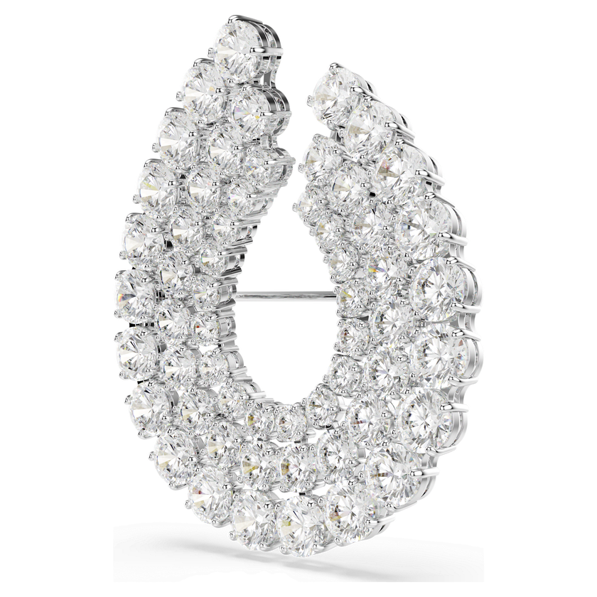 swarovski matrix brooch  round cut  white  rhodium plated