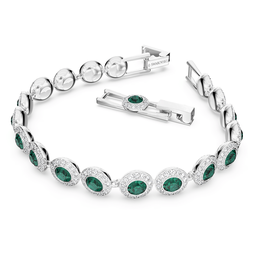 swarovski una angelic bracelet  round cut  pav   medium  green  rhodium plated