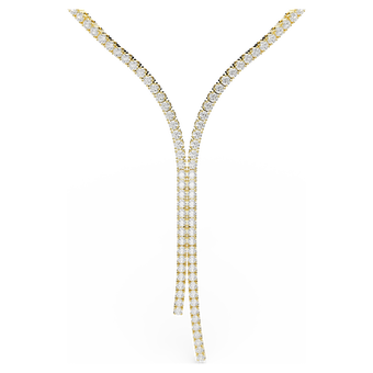 swarovski matrix y necklace  round cut  white  18k gold finish