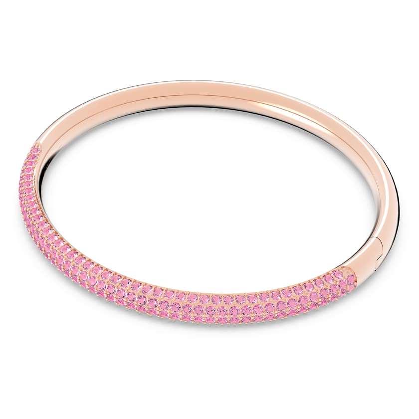 swarovski stone bangle  pink  rose gold tone pvd