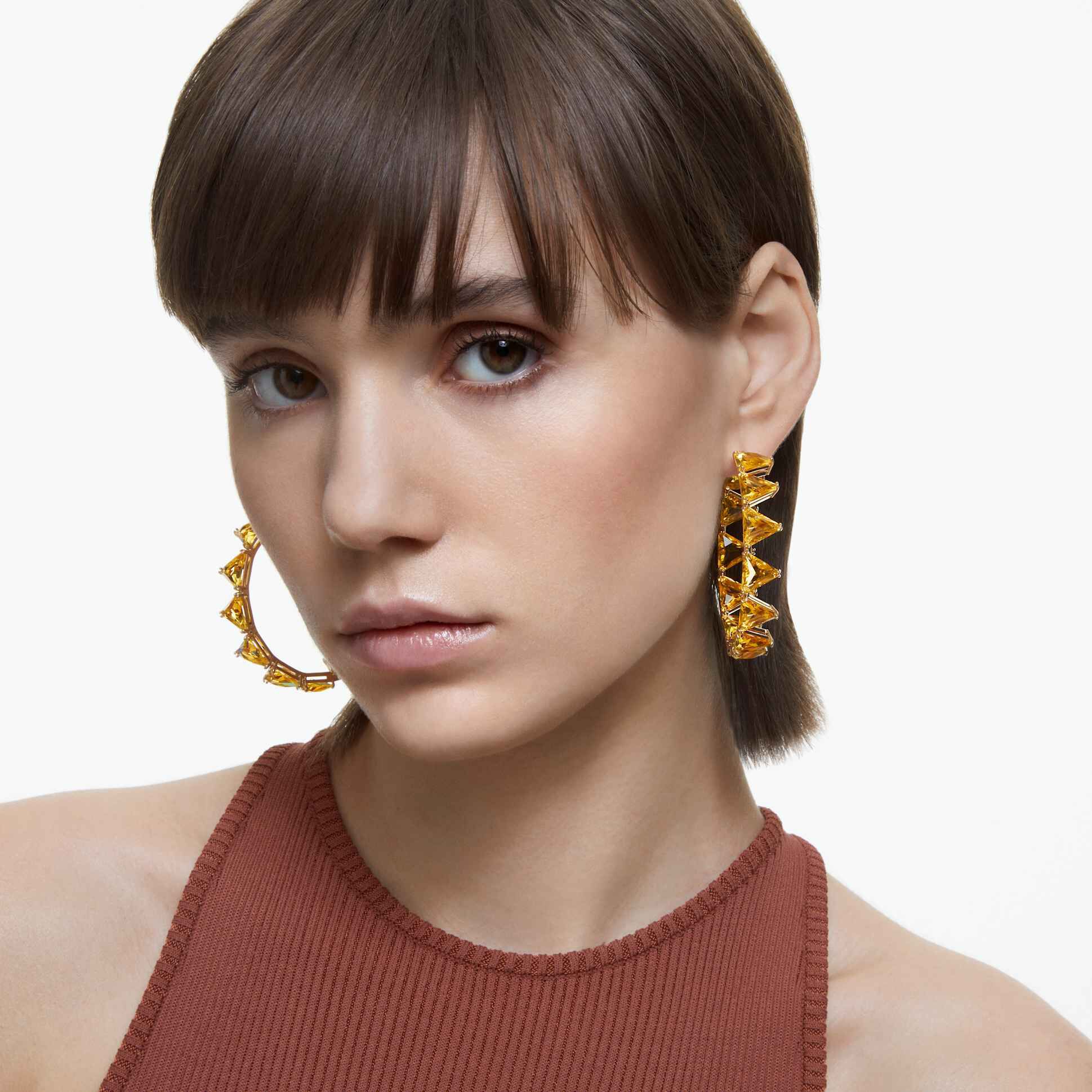 Buy Swarovski Millenia hoop earrings Yellow Gold tone plated