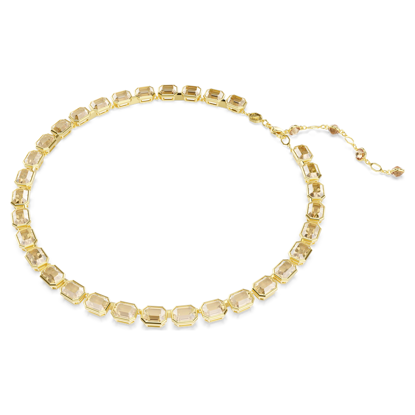 swarovski millenia tennis necklace  octagon cut  yellow  gold tone plated