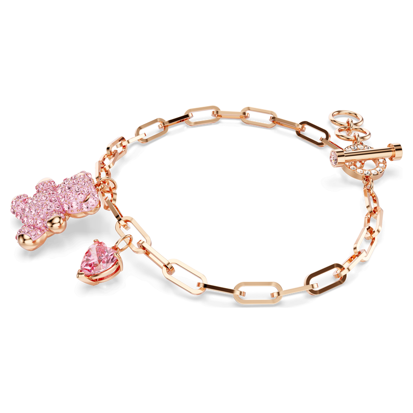 swarovski teddy bracelet  pink  rose gold tone plated