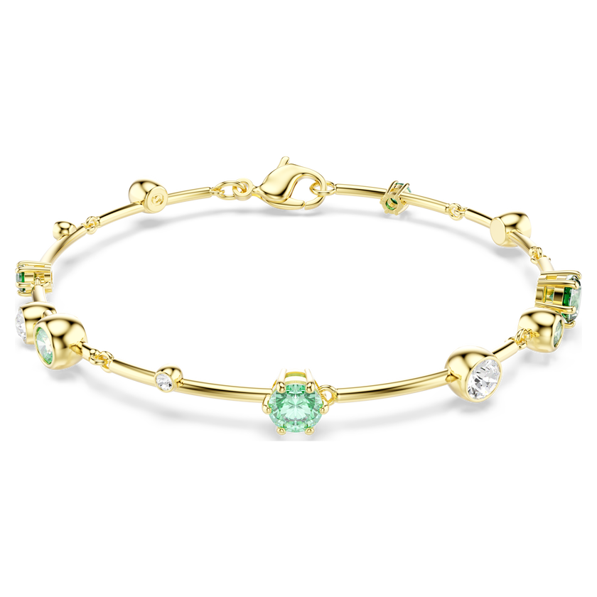 swarovski constella bracelet  mixed cuts  green  gold tone plated
