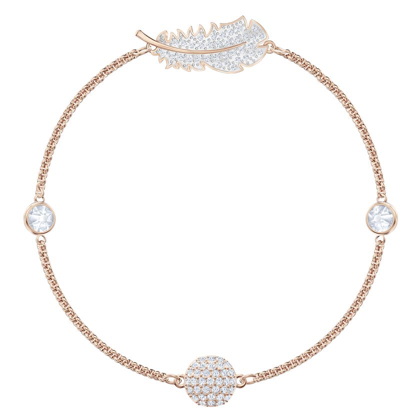 Swarovski Remix Collection Feather Strand, White, Rose-gold tone plated