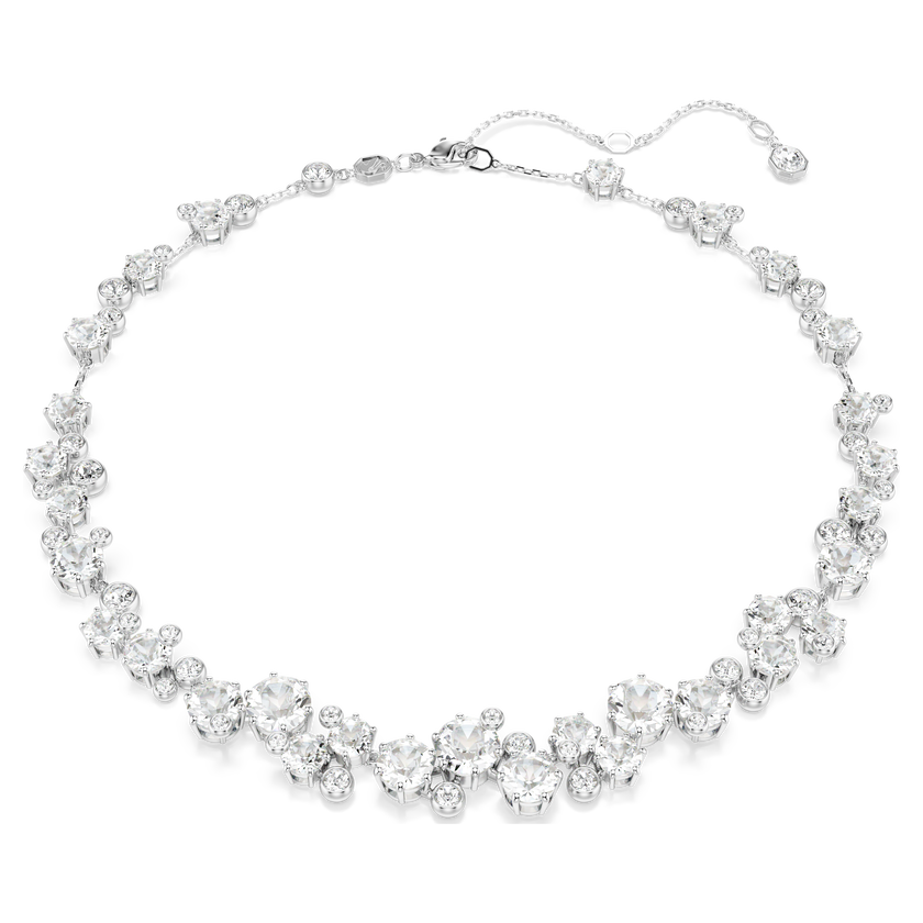swarovski constella necklace  round cut  white  rhodium plated