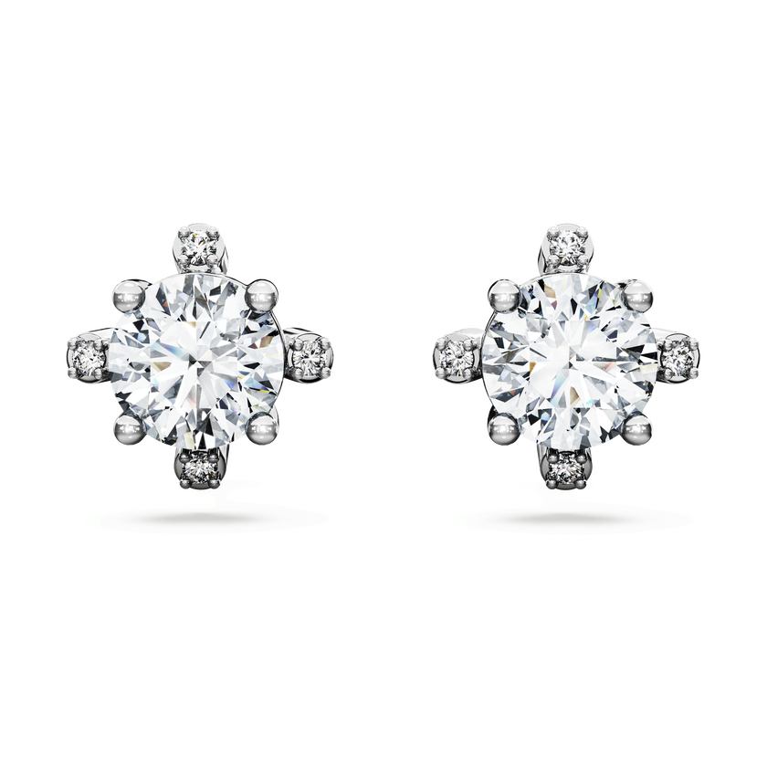 swarovski galaxy stud earrings  lab grown diamonds 2 1 ct tw  round shape  18k white gold