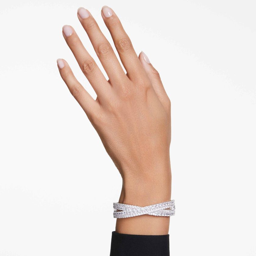 swarovski hyperbola cuff  mixed cuts  infinity  white  rhodium plated