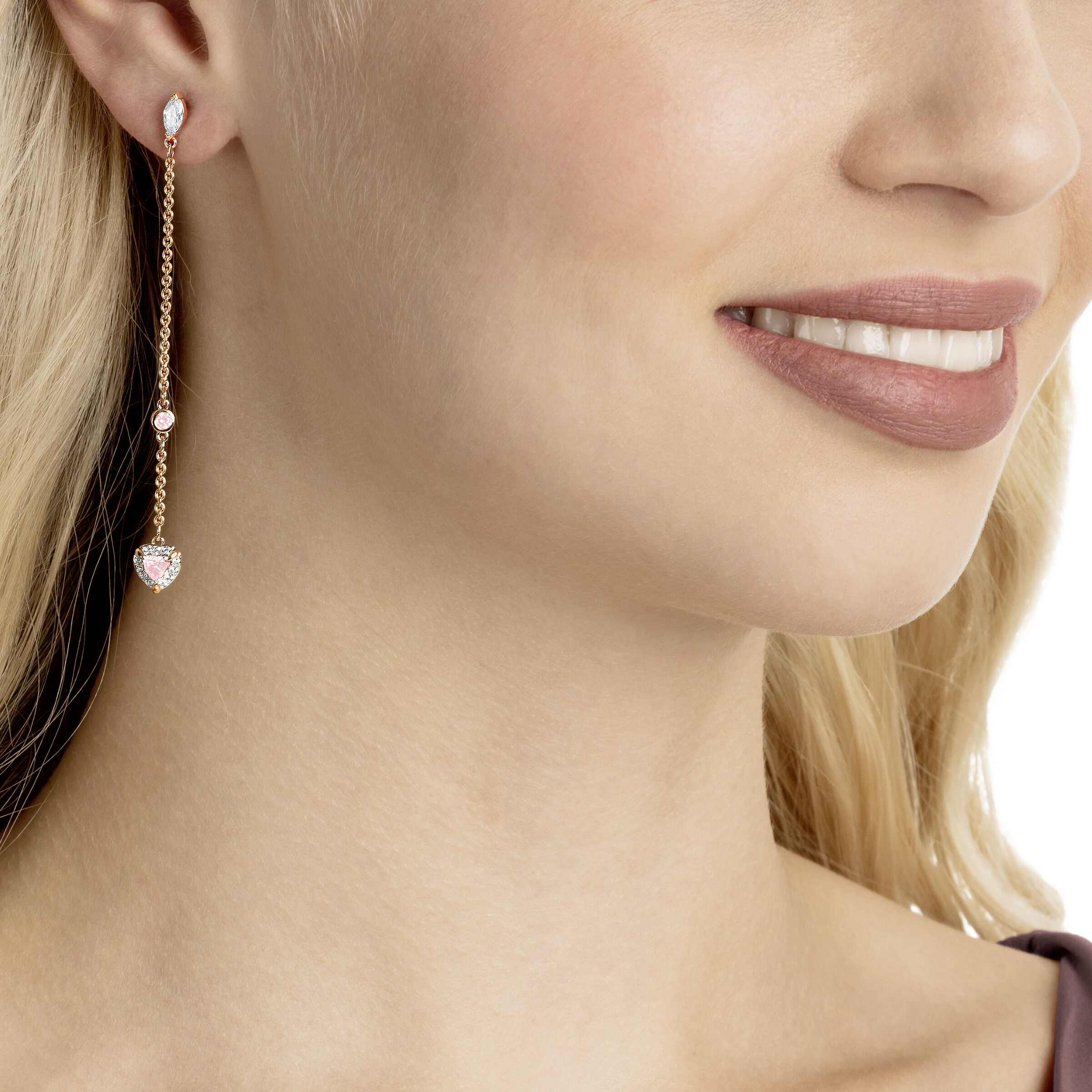 Buy Swarovski One Pierced Earrings Multi colored Rose gold plating