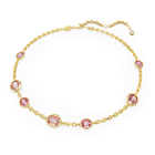 swarovski imber necklace octagon cut pink gold tone plated