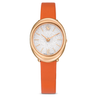 swarovski imber watch swiss made leather strap orange rose gold tone finish