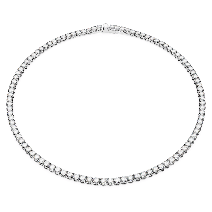 swarovski matrix tennis necklace  round cut  white  rhodium plated