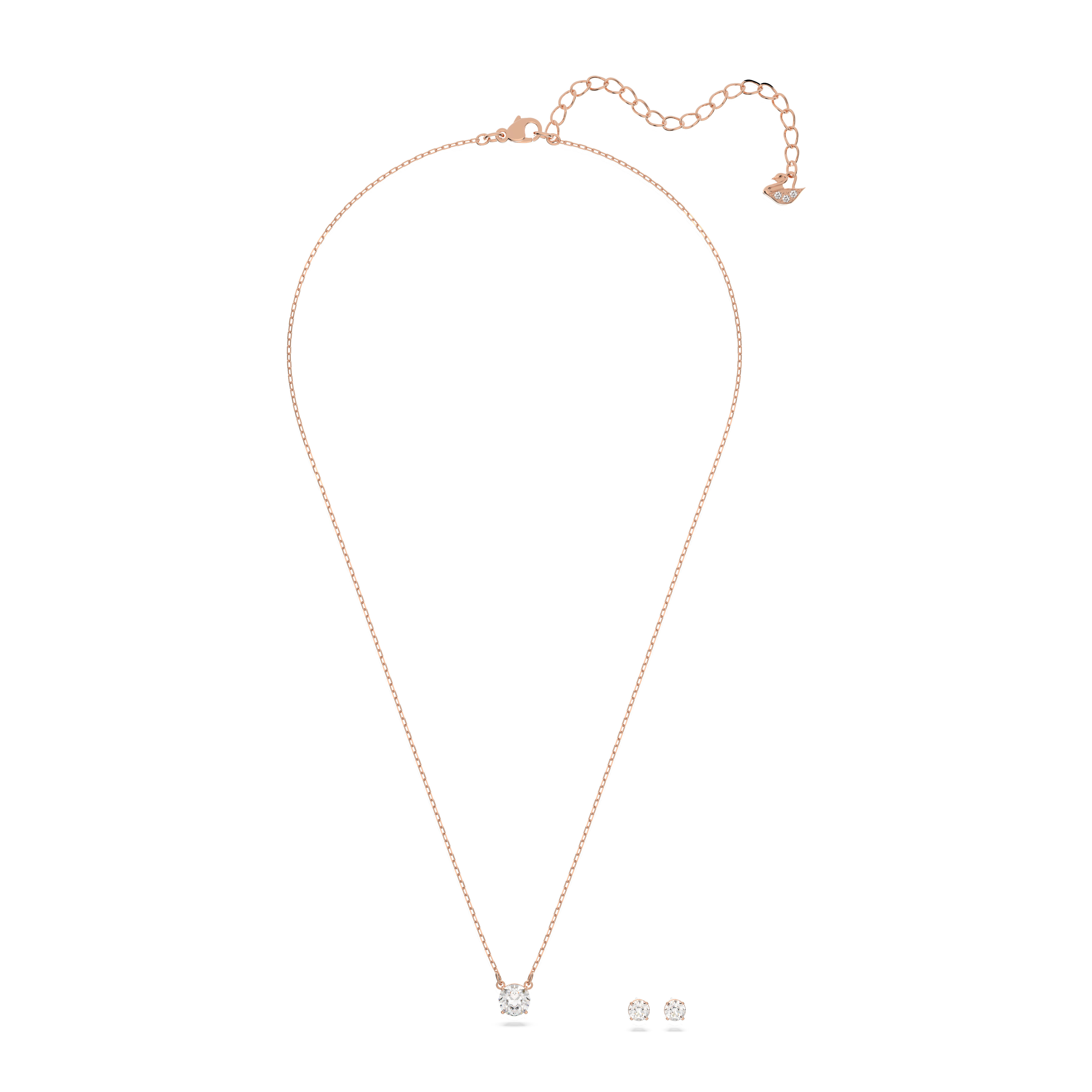 swarovski attract set  round cut  white  rose gold tone plated