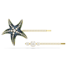 swarovski idyllia hair pin set 2 crystal pearls starfish multicolored rhodium plated