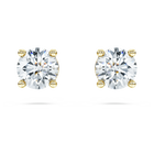 swarovski eternity solitaire stud earrings  lab grown diamonds 1 ct tw  round shape  18k yellow gold