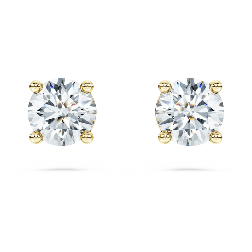 swarovski eternity solitaire stud earrings  lab grown diamonds 1 ct tw  round shape  18k yellow gold
