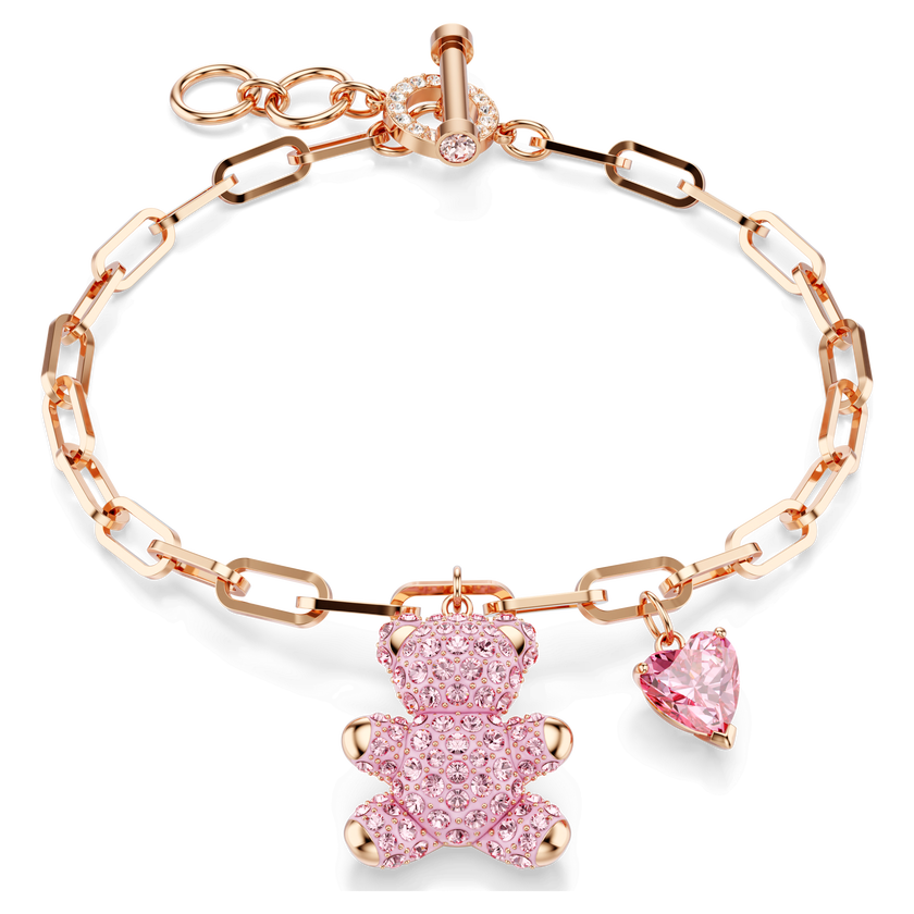 swarovski teddy bracelet  pink  rose gold tone plated