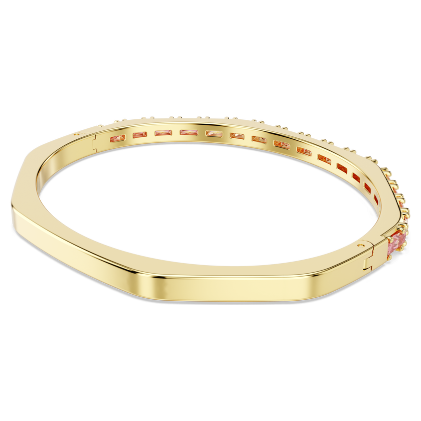 swarovski matrix bangle  baguette cut  pink  gold tone plated