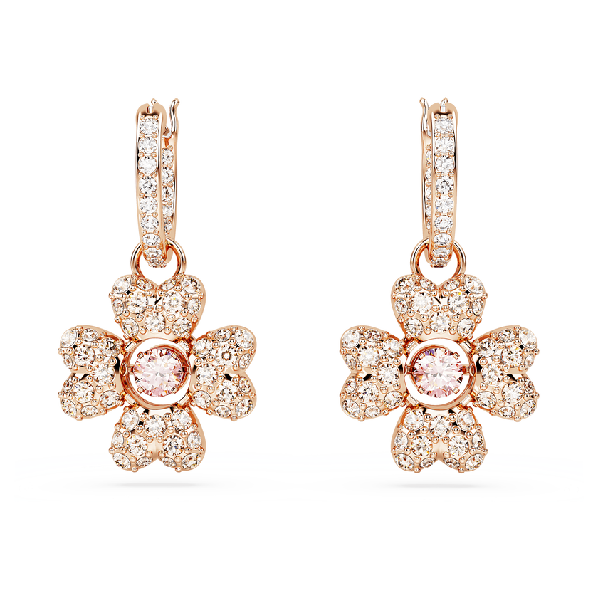 swarovski idyllia drop earrings  clover  white  rose gold tone plated