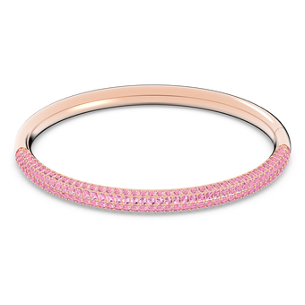 swarovski stone bangle  pink  rose gold tone pvd