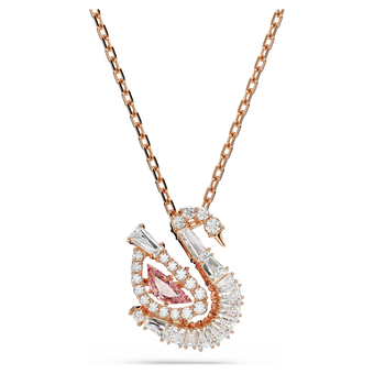 swarovski swan pendant mixed cuts swan pink