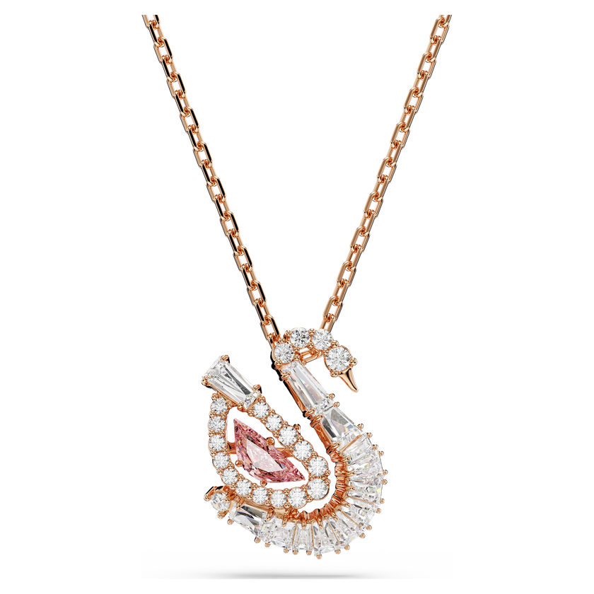 swarovski swan pendant  mixed cuts  swan  pink