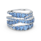 Twist Wrap Ring, Blue, Rhodium plated