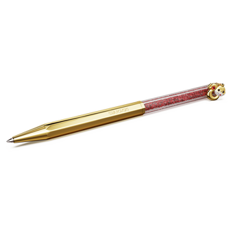 swarovski crystalline chinese new year ballpoint pen  octagon shape  year of the snake  red  gold tone plated