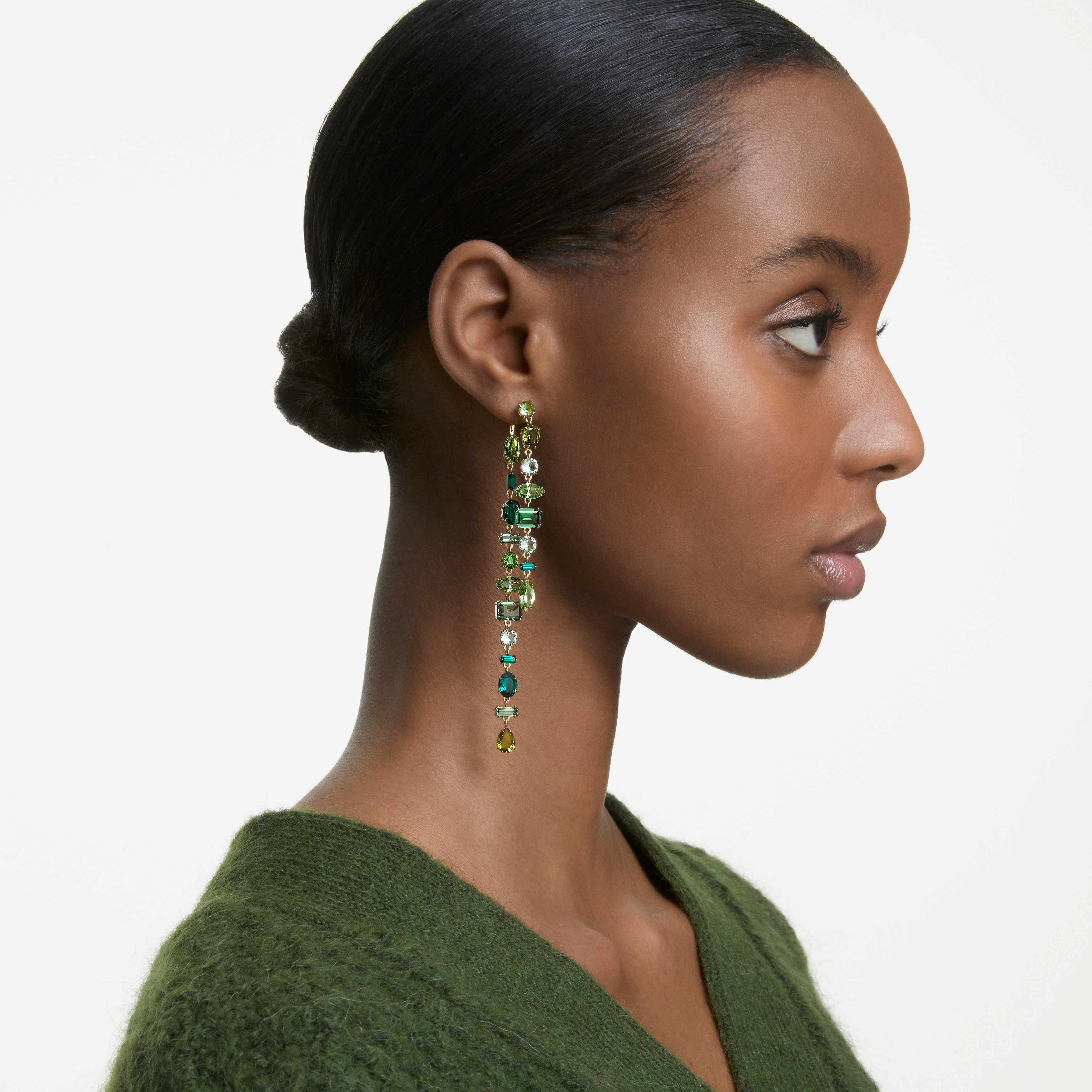 Buy Swarovski Gema drop earrings Green Rhodium plated