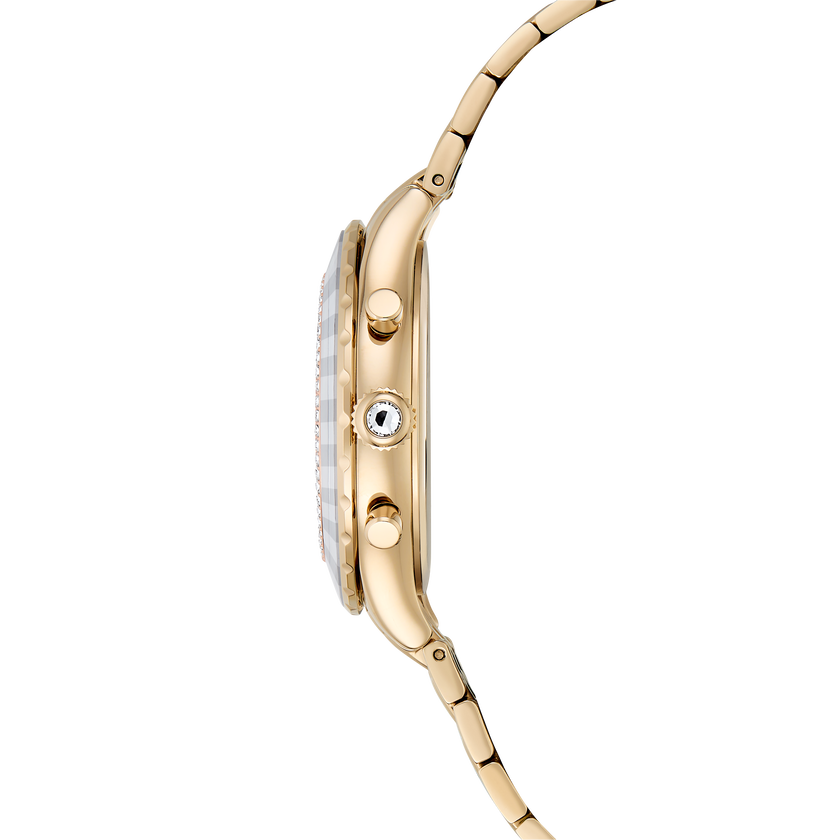 swarovski octea chrono watch  swiss made  metal bracelet  gold tone  champagne gold tone finish