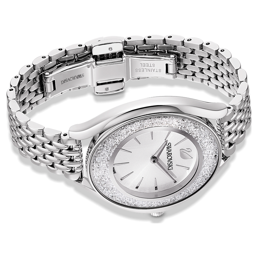 swarovski crystalline aura watch  metal bracelet  silver tone  stainless steel