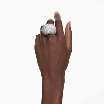 swarovski sublima cocktail ring  large  white  rhodium plated