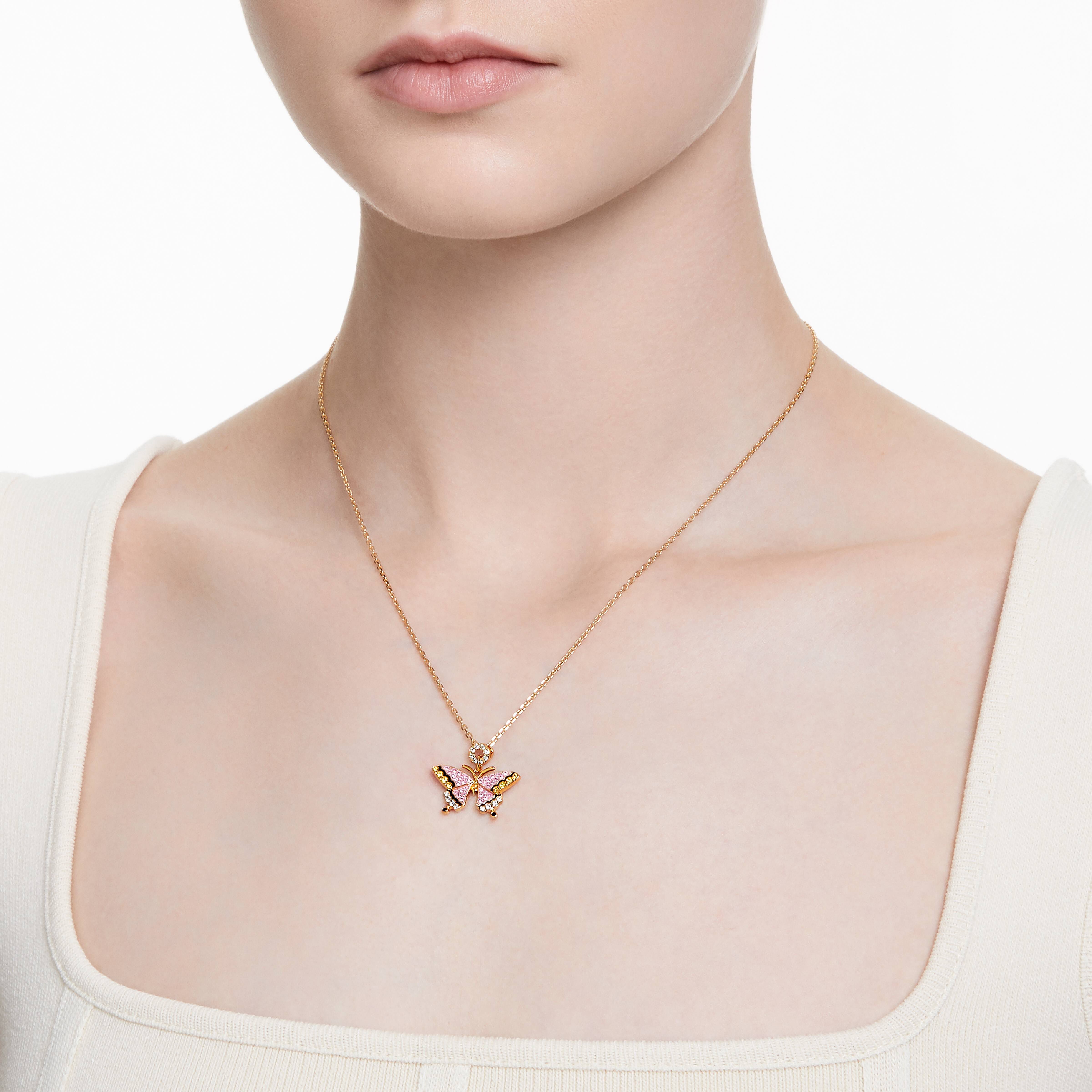 Buy Swarovski Idyllia pendant Butterfly Multicolored Gold tone plated