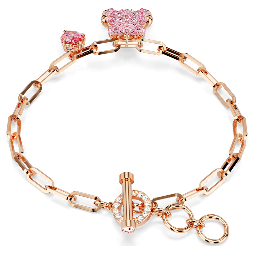 swarovski teddy bracelet  pink  rose gold tone plated