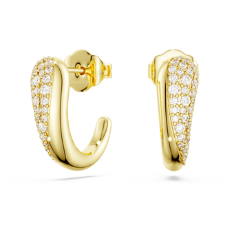 swarovski classica hoop earrings  round cut  white  sterling silver  18k gold finish