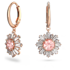 swarovski sunshine drop earrings mixed cuts sun pink rose gold tone plated