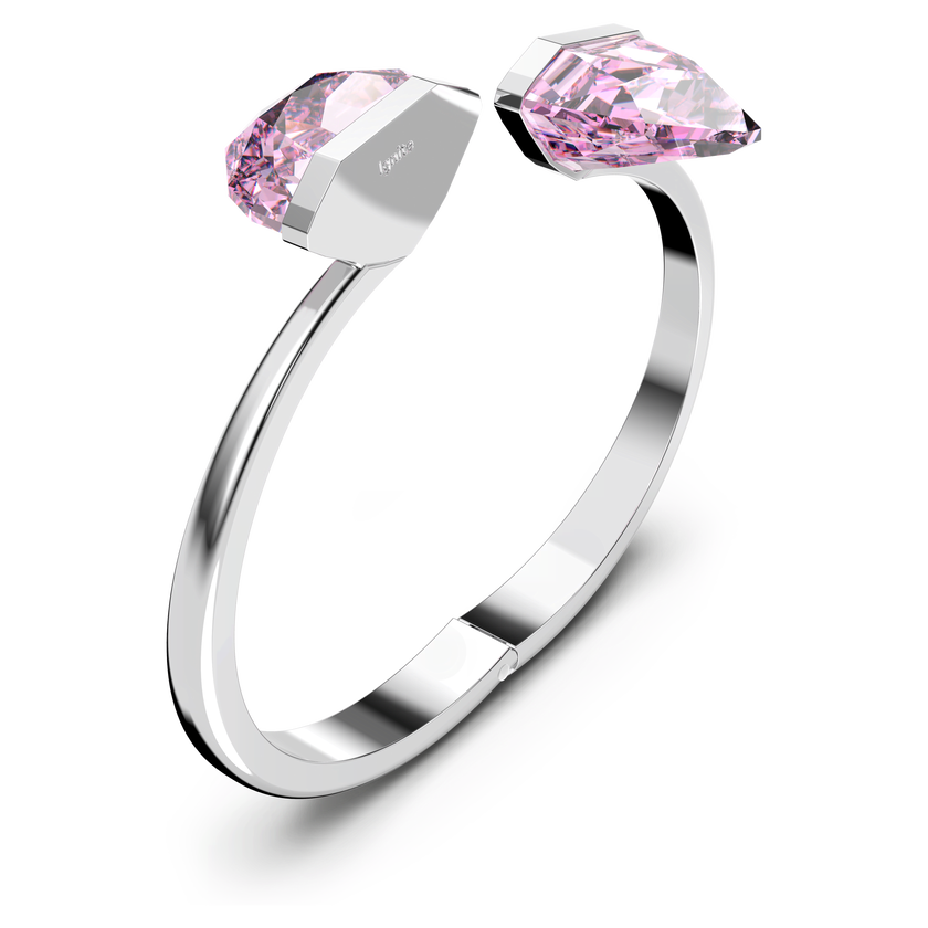 swarovski lucent bangle  magnetic  pink  rhodium plated