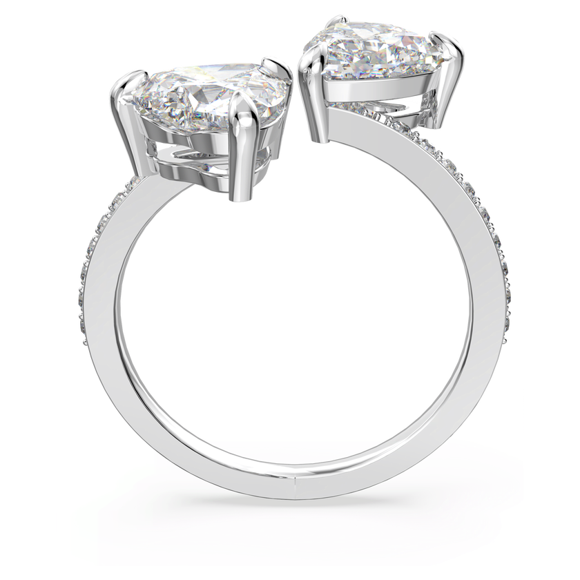 swarovski mesmera open ring  heart  white  rhodium plated
