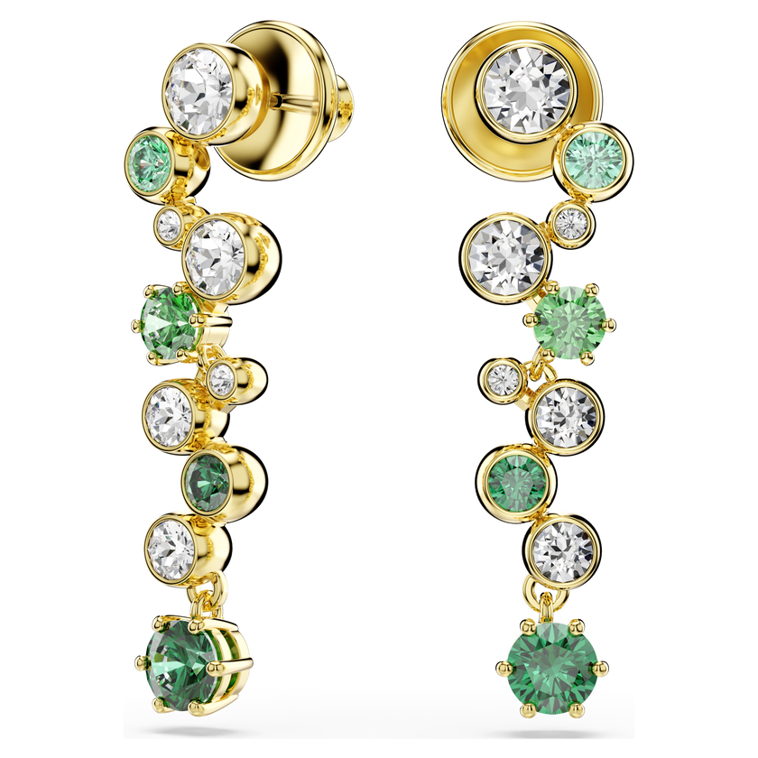 swarovski constella drop earrings  mixed cuts  green  gold tone plated