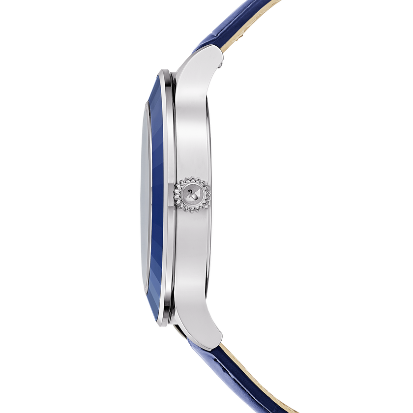 Octea Lux Moon Watch, Leather Strap, Dark blue, Stainless steel