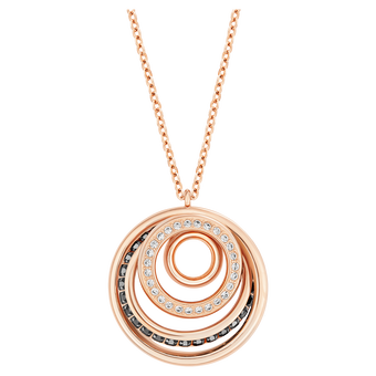 swarovski dynamic pendant  round shape  gray  rose gold tone plated