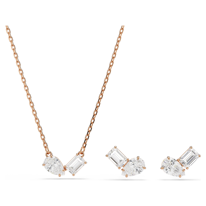 swarovski mesmera set  pear cut  octagon cut  white  rose gold tone plated