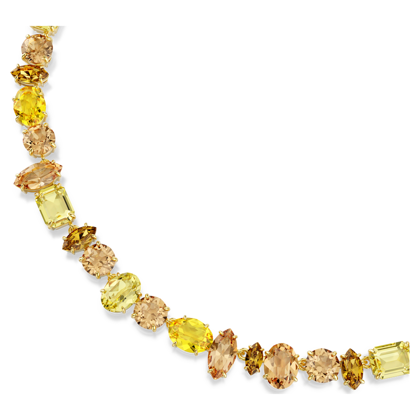 swarovski gema tennis necklace  mixed cuts  yellow  gold tone plated