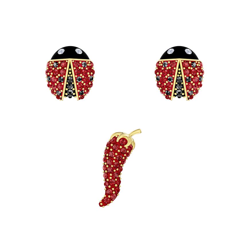 Lisabel Pierced Earrings set, Multi-colored, Gold-tone plated