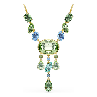 swarovski gema y necklace  mixed cuts  multicolored  gold tone plated