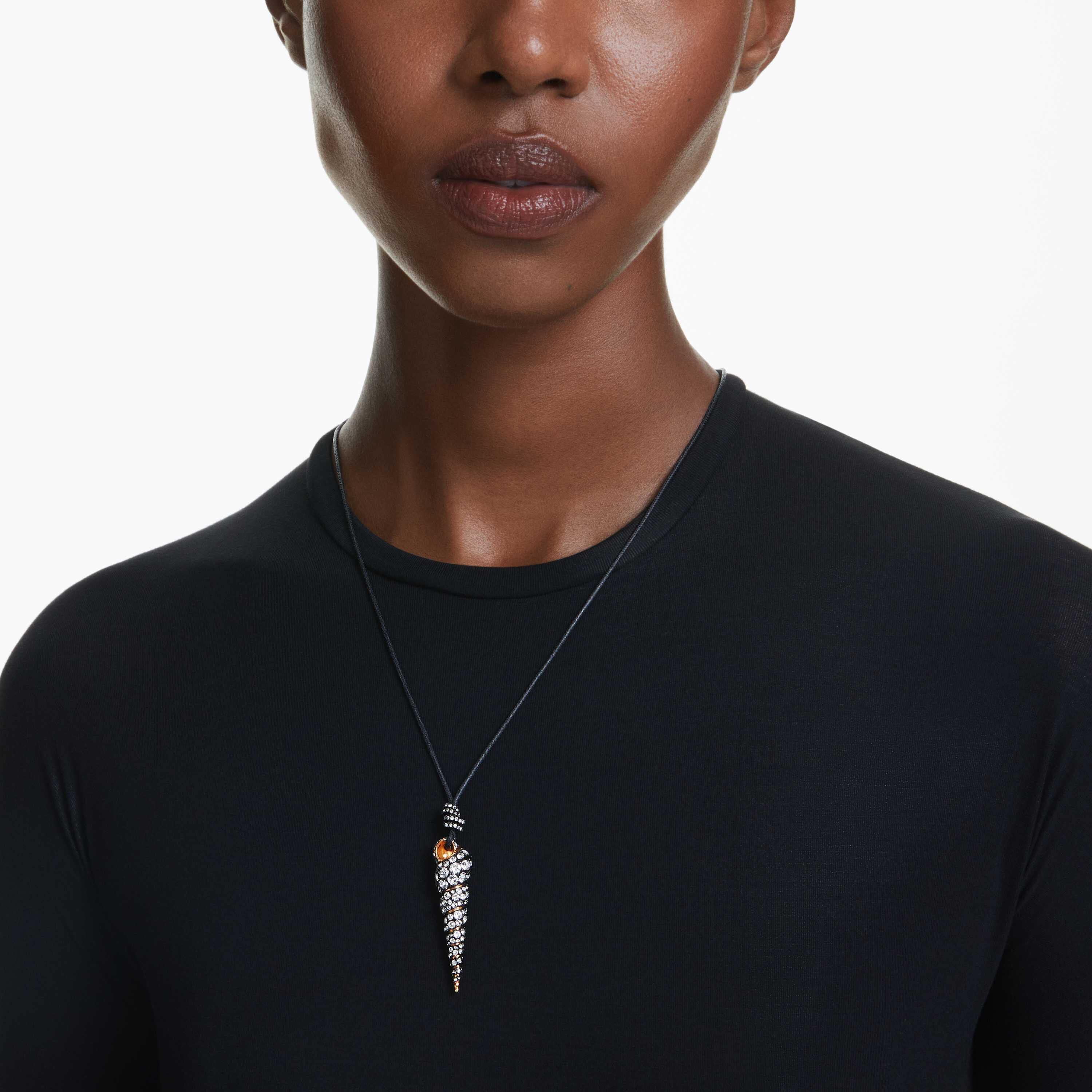 swarovski idyllia pendant  round cut  shell  white  mixed metal finish