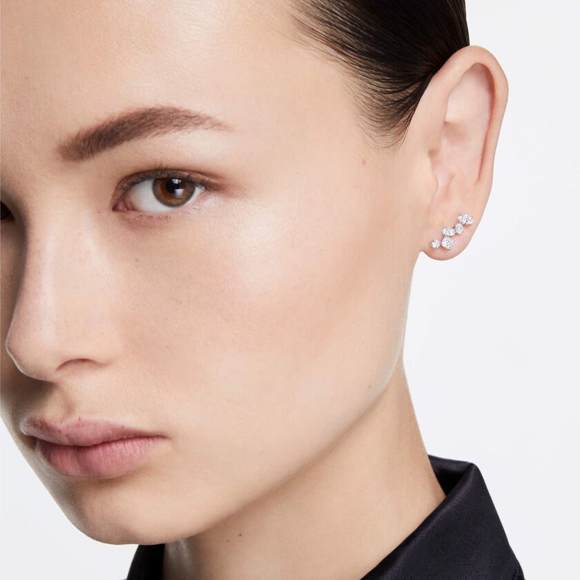 swarovski galaxy ear cuffs  lab grown diamonds 1 25 ct tw  mixed shapes  18k white gold
